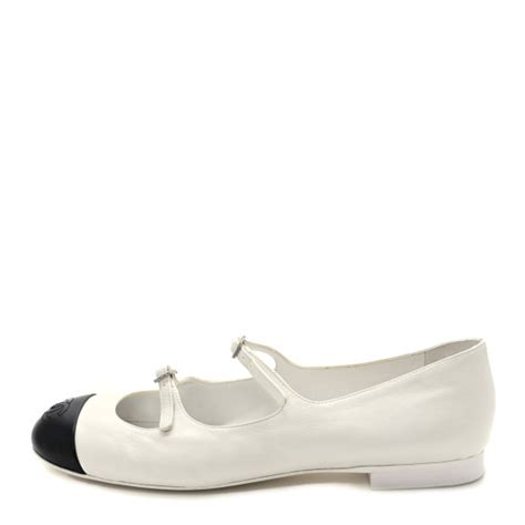 chanel mary jane black and white|CHANEL Lambskin Mary Jane Flats 40 White Black.